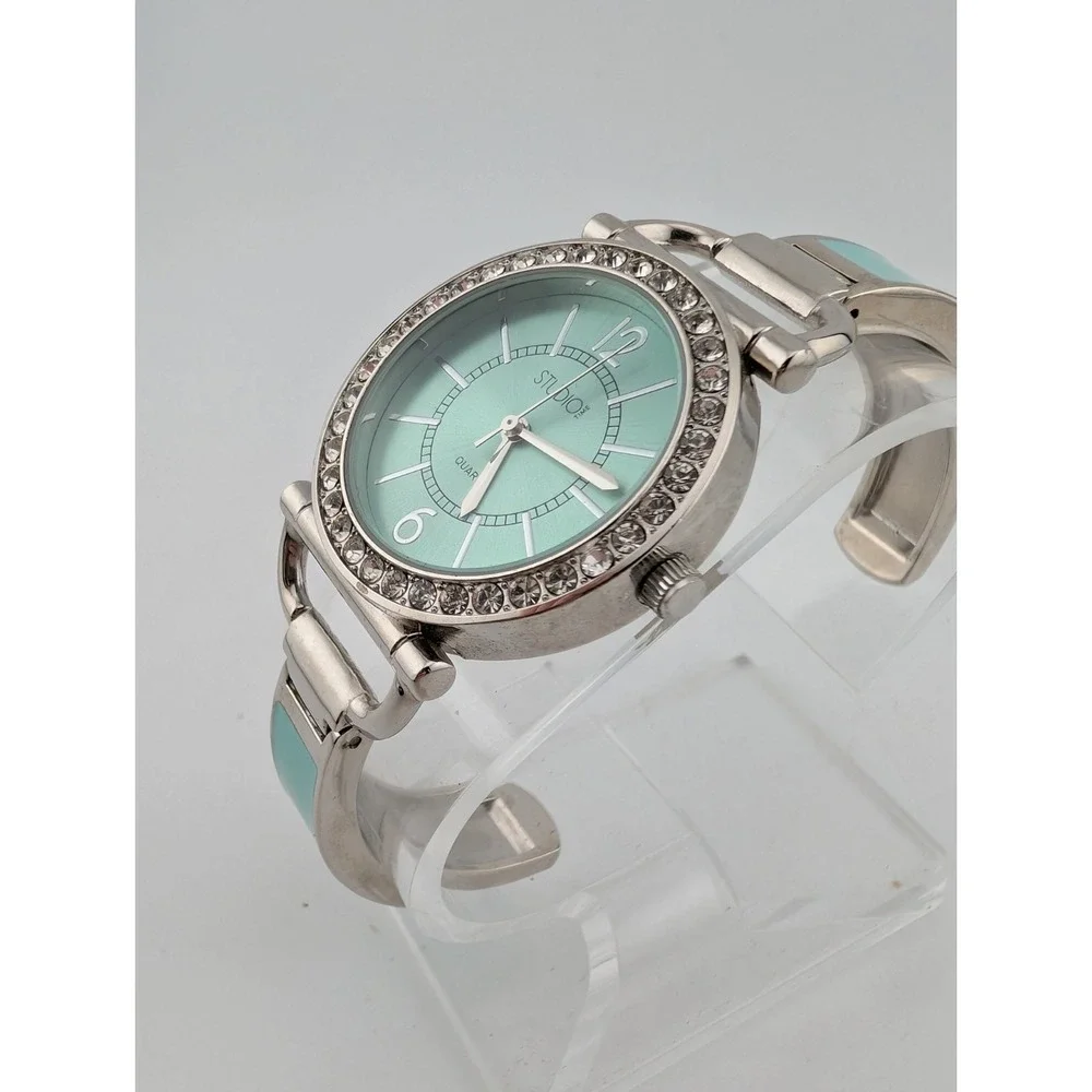 Studio‎ Time Watch Women 35mm Case Blue Enamel Cuff Band- New Battery